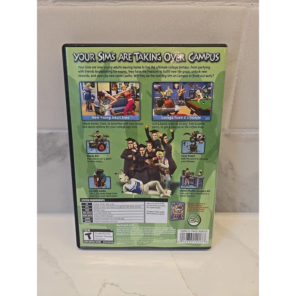Sims 2: University Expansion Pack (PC CD-ROM 2005) Complete w Manual - Free Ship